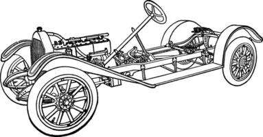 gebouw een auto- stap 22 is spatborden, wijnoogst illustratie. vector