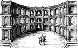 theater van vitruvius theater van vitruvius was een Romeins wijnoogst gravure. vector