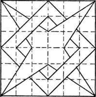 construeren 4 punt ster overlappende doos patroon gebruik makend van t plein en driehoek aansluiten de vier points wijnoogst gravure. vector