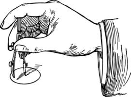 tekening klein cirkels met boog instrument gereedschap naar meten afstand wijnoogst gravure. vector