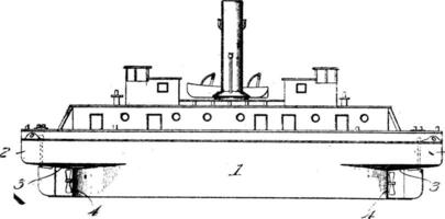 klein sleepboot, wijnoogst illustratie. vector