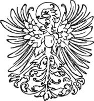 modern heraldisch adelaar is Duitse, wijnoogst gravure. vector