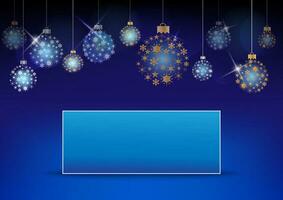Kerstmis en nieuw jaar groet kaart ontwerp met goud en zilver Kerstmis bal. vector illustratie
