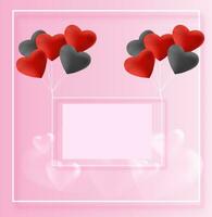 gelukkig Valentijnsdag dag uitverkoop kaart met rood en zwart realistisch hart. vector illustratie eps10