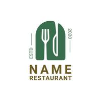 gemakkelijk dining restaurant modern logo, glas mes bord vork lepel, elegant natuurlijk groente, groente veganistisch vector