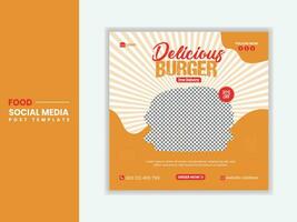 smakelijk en heet pittig hamburger sociaal media post ontwerp pro vector