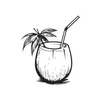 kokosnoot cocktail vector afbeeldingen