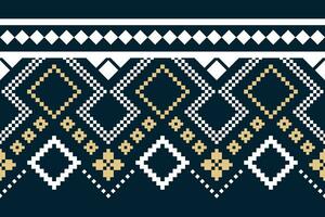 indigo marine blauw meetkundig traditioneel etnisch patroon ikat naadloos patroon grens abstract ontwerp voor kleding stof afdrukken kleding jurk tapijt gordijnen en sarong aztec Afrikaanse Indisch Indonesisch vector