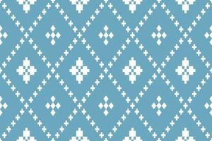 indigo marine blauw meetkundig traditioneel etnisch patroon ikat naadloos patroon grens abstract ontwerp voor kleding stof afdrukken kleding jurk tapijt gordijnen en sarong aztec Afrikaanse Indisch Indonesisch vector