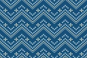 indigo marine blauw meetkundig traditioneel etnisch patroon ikat naadloos patroon grens abstract ontwerp voor kleding stof afdrukken kleding jurk tapijt gordijnen en sarong aztec Afrikaanse Indisch Indonesisch vector