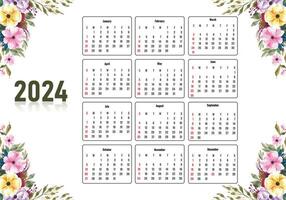 modern bloem 2024 kalender sjabloon ontwerp vector