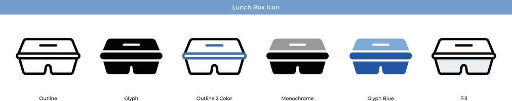 lunch doos reeks met 6 stijl vector