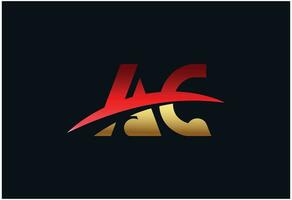 ac logo brieven logo rood en goud vector