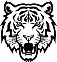 tijger - zwart en wit geïsoleerd icoon - vector illustratie