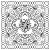 schets vierkant bloemenpatroon in mehndi-stijl voor het kleuren van de boekpagina vector