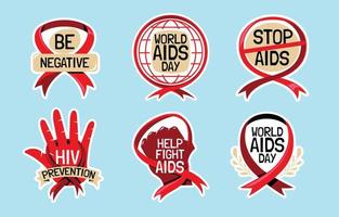 wereld aids dag sticker collectie concept vector