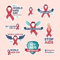 Wereld Aids Dag Bewustzijn Stickerset vector