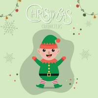 elf tekenfilm kawaii Kerstmis tekens vector illustratie