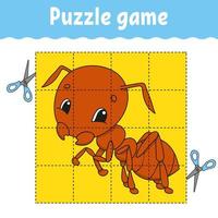 puzzelspel voor kinderen onderwijs. onderwijs ontwikkelen werkblad. spel voor kinderen. activiteiten pagina. puzzel voor kinderen. raadsel voor de kleuterschool. eenvoudige platte geïsoleerde vectorillustratie in schattige cartoon-stijl. vector