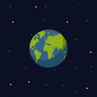 planeet aarde in ruimte met sterren in vlak stijl. wereld wereldbol vector illustratie