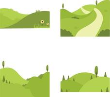 reeks van veld- groen heuvels. met esthetisch ontwerp. vector illustratie.