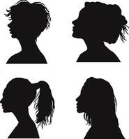 reeks van verschillend vrouw hoofd silhouet. geïsoleerd Aan wit achtergrond. vector illustratie