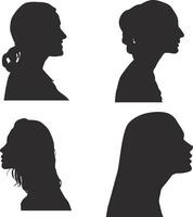 reeks van vrouw hoofd silhouet. met verschillend kapsel. vector illustratie.