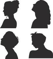 reeks van vrouw hoofd silhouet. met verschillend kapsel. vector illustratie.