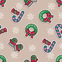 naadloze patroon kerst stickers vector