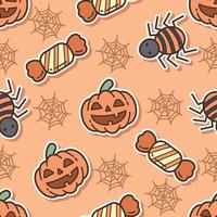 naadloze patroonpompoen en spin in Halloween-dag vector