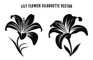 lelie bloem silhouet vector reeks vrij