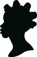 Dames icoon in vlak. geïsoleerd Aan elegant silhouetten met verschillend kapsels. symbool van Afrikaanse Amerikaans mooi vrouw gezicht in profiel. vector voor apps en website