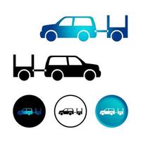 abstracte auto met aanhanger icon set