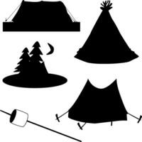 camping silhouet vector Aan wit achtergrond