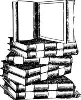 boek stack silhouet vector Aan wit achtergrond