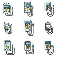 elektrisch multimeter pictogrammen reeks vector kleur