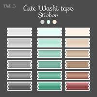schattige washi tape stickers met een grote collectie kleuren die bedrukt en verkocht kunnen worden. vector illustratie