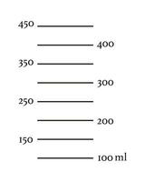 schaal 450 milliliter vloeistof volume voor keuken meten kopjes, chemisch experimenten beker in de laboratorium. vector grafisch sjabloon.