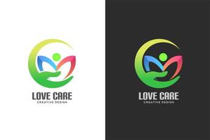 liefde zorg logo ontwerp vector