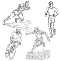 track and field fietsen sport doodle collectie vector