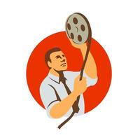 filmeditor met filmrol retro vector