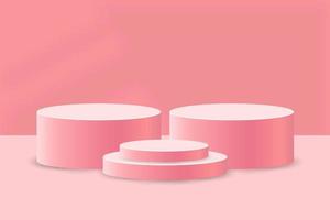 3d roze cilinder podium abstracte achtergrond vector