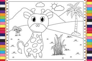 Giraffe dieren cartoon kleuren voor kinderen vector