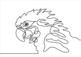 doorlopend lijn tekening. papegaai vogel. vector illustratie