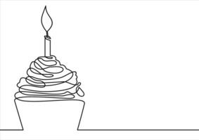 cupcake-continu lijn tekening vector