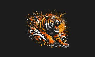 tijger boos met plons achtergrond vector artwork ontwerp