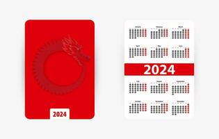 zak- verticaal kalender voor 2024 jaar. kalender met Chinese dierenriem symbool van de jaar vector