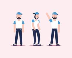 man staande illustratie vector karakter, drie mannen, coole man.