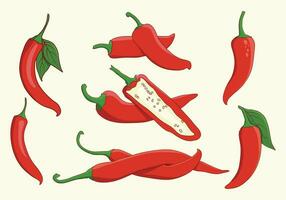 Chili peper vector illustratie, Chili illustratie, Chili peper logo set, Chili peper vector, Chili icoon, heet Chili illustratie