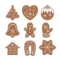 verzameling schattige peperkoekkoekjes voor Kerstmis vector